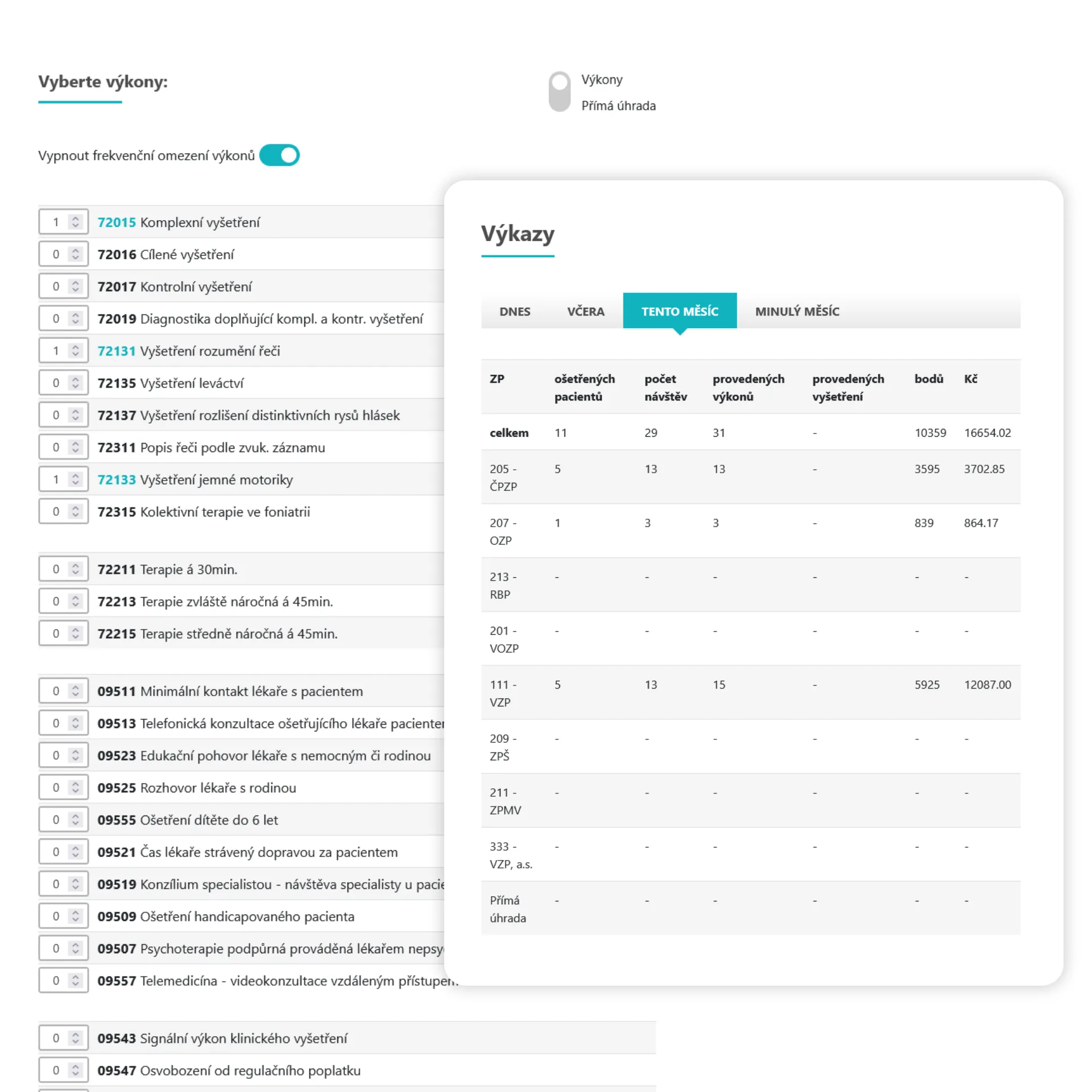Karta pacienta v FYZIOPAD aplikaci